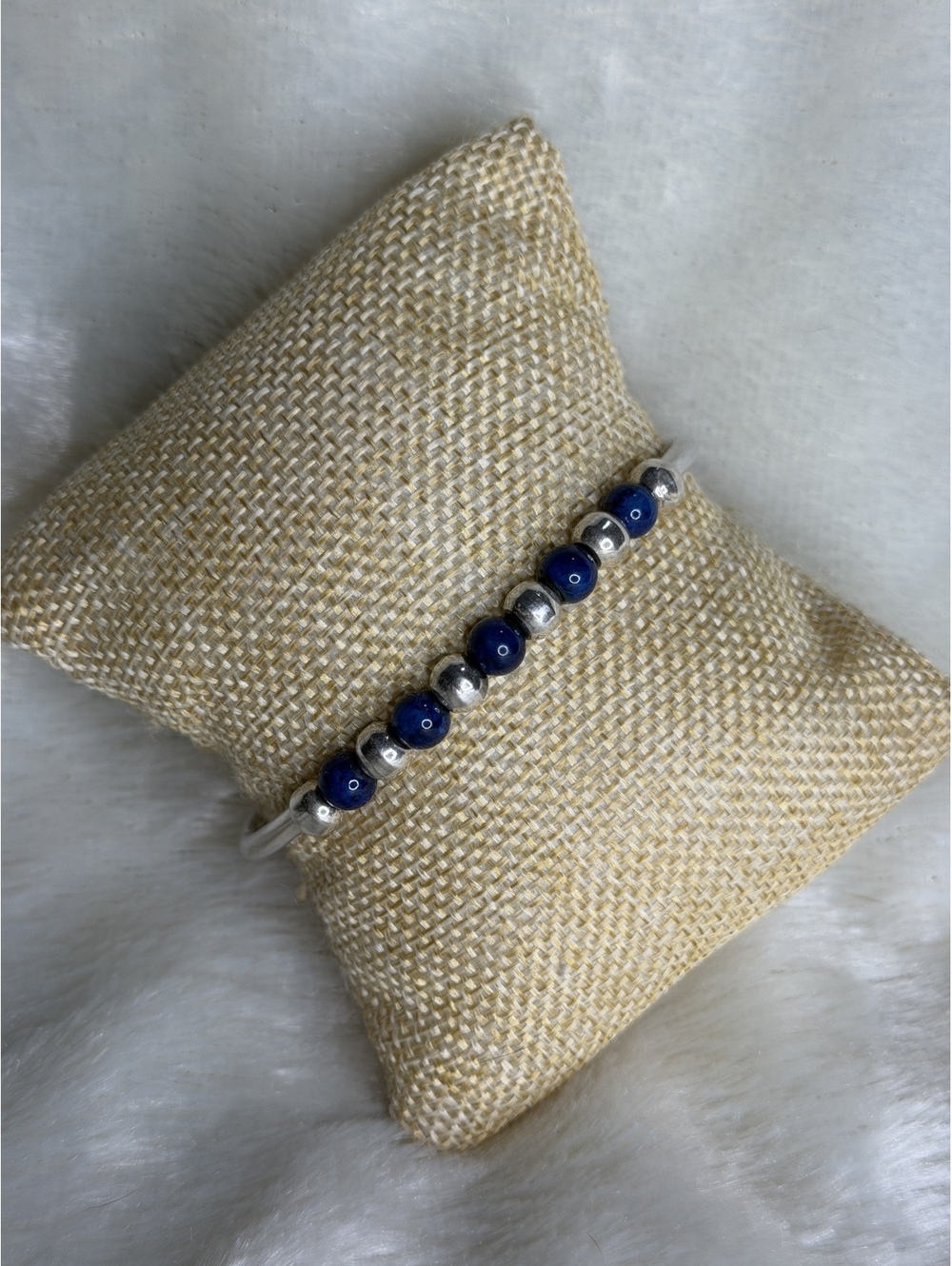 Vintage Silpada Sterling Silver Blue Lapis Bead Cuff Bracelet B0693